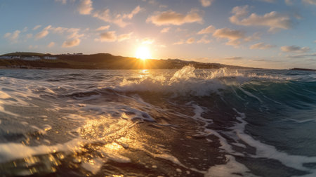 Sunrise and waves. Generative AIの素材