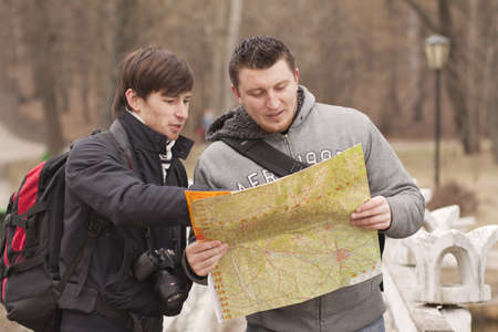 A young team of travellersの写真素材