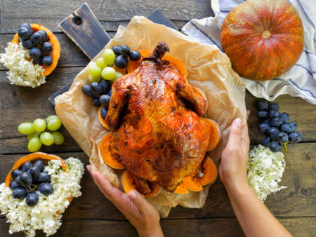 Freshly cooked turkey for Thanksgivingの写真素材