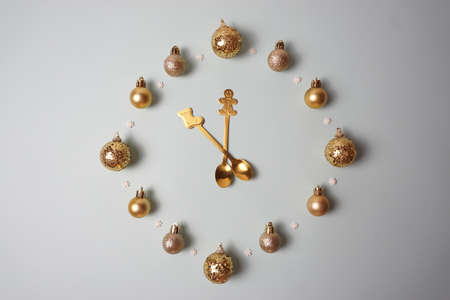 New Years composition of Christmas balls