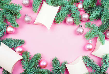 Beautiful festive pink New Year backgroundの写真素材