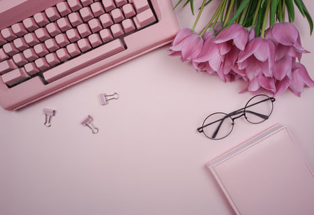 The writers workplace in pinkの写真素材