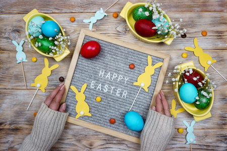 A bright greeting card with a wish for a happy Easter