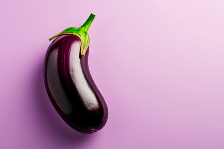 Ripe eggplant on a bright background. Minimalism.の素材