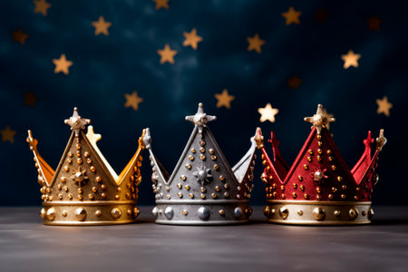 Three crowns as a symbol of the celebration of the Day of the Three Kingsの素材
