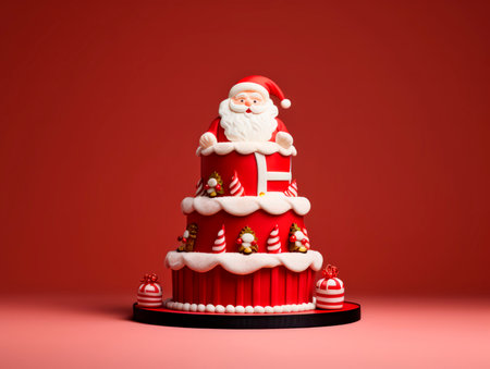 Beautiful creative cake with Santa decoration.の素材