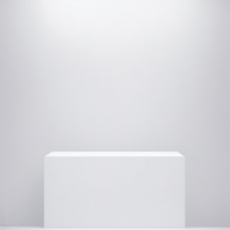 White podium on white background. 3d rendering, 3d illustration.の素材