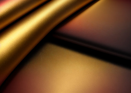 Gold and brown satin luxury cloth texture background. close up.の素材
