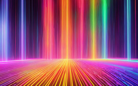 abstract background with stripes and lines of different colors, neon lightの素材