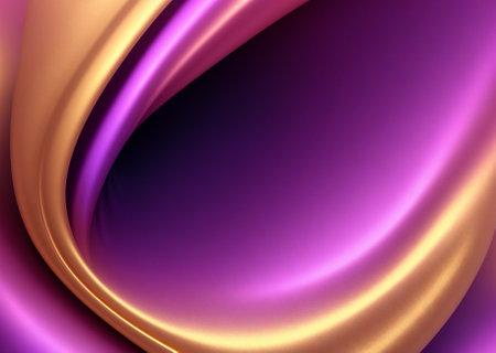 abstract background with smooth wavy lines in purple and gold colorsの素材