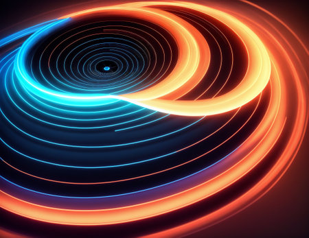 Abstract background with glowing lines. vector illustration. Futuristic technology style.の素材