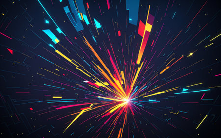 Abstract cyberpunk background with dynamic rays and beams. vector illustration. Eps 10の素材