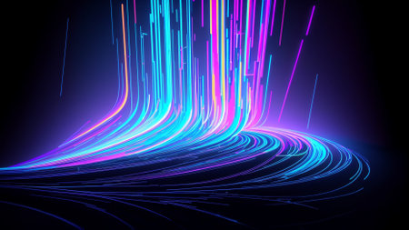 Abstract technology background with glowing lines. vector illustration. cyberpunkの素材