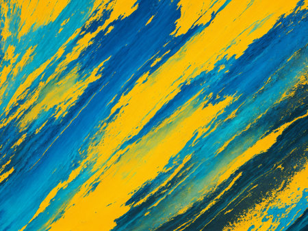 abstract blue and yellow background texture with grunge brush strokes.の素材