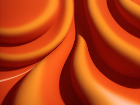 Abstract orange wavy background. 3d rendering, 3d illustration.の素材