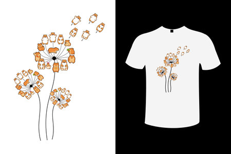 Hamster Pig T-shirt Design Templates Set Vintage Typography Vector Illustrationのイラスト素材