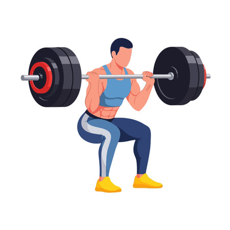 Man lifting barbell, weightlifter vector Illustration isolated on a white background.のイラスト素材