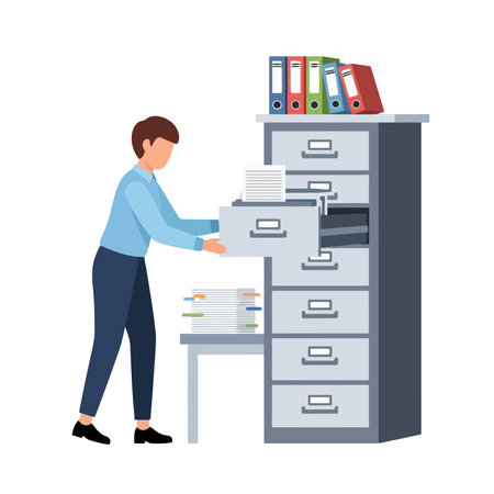 Businessman with file cabinet.のイラスト素材