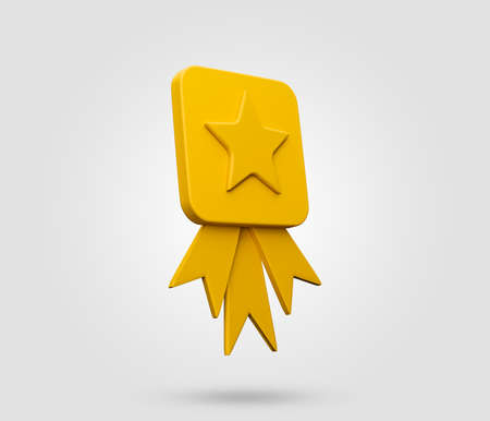 Quality guarantee label, Quality guarantee ribbon icon with star and first. 3d rendered illustration.の写真素材