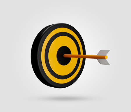 Arrow hit the dart on center of target. Business target achievement concept. the success business target customer online marketing consultants. 3d rendered illustration.の写真素材