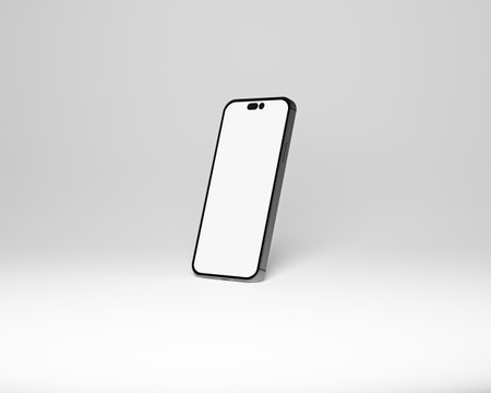Realistic smartphone mockup with blank screen isolated on white background. Blank screen template in perspective view, Front and Side View. Device ui mockup for presentation.の写真素材