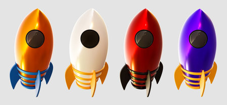 Set of colorful rockets on a white background. Vector illustration. Eps 10の写真素材