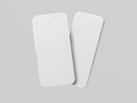 Smartphone mockup with blank screen isolated on gray background. 3d illustration