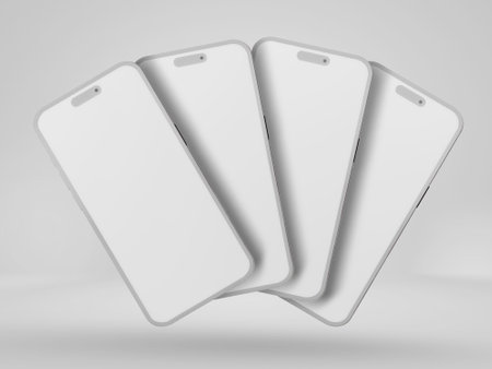 Smartphone mockup isolated on white background. 3D rendering.の写真素材