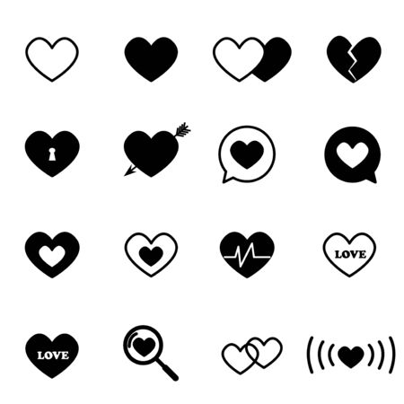 black heart icon setのイラスト素材