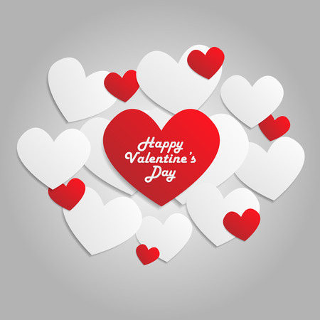 valentine's day background with cut paper heart vector illustration.のイラスト素材