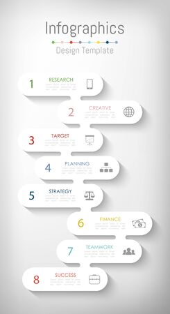 Infographic design elements for your business data with 8 options, parts, steps, timelines or processes. Vector Illustration.のイラスト素材