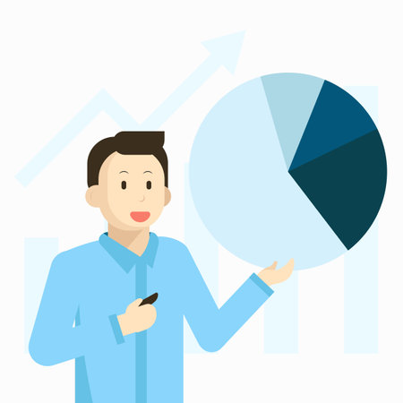Concept of Business man presenting data information, vector illustrationのイラスト素材
