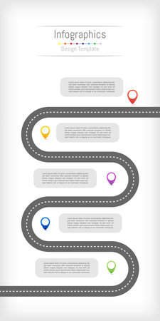 Road map infographic design elements for your business data. Vector Illustration.のイラスト素材