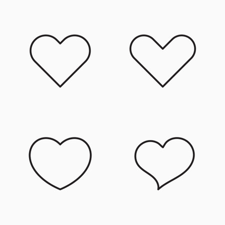 Set of  heart icons on white background (Editable Stroke), Vector illustrationのイラスト素材
