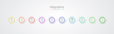 Infographic 10 options design elements for your business data. Vector Illustration.のイラスト素材