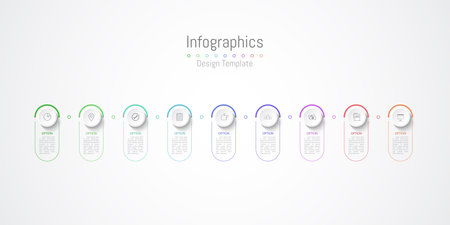 Infographic 9 options design elements for your business data. Vector Illustration.のイラスト素材