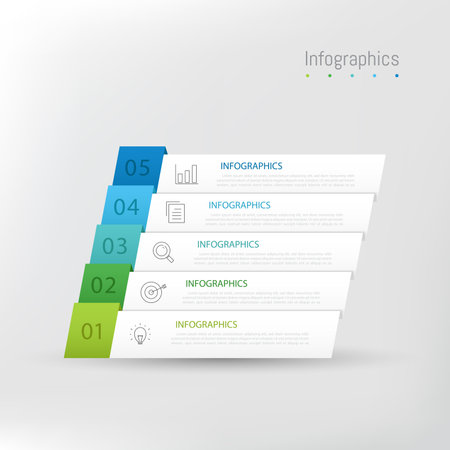 Infographic 5 options design elements for your business data. Vector Illustration.のイラスト素材