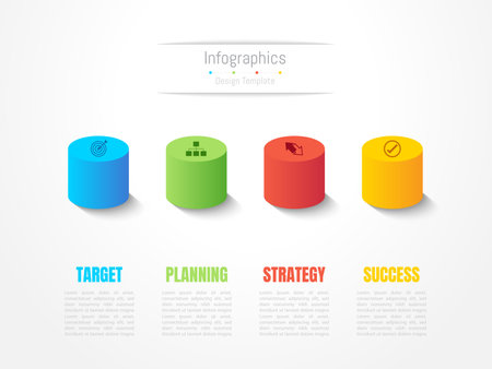 Infographic 4 options design elements for your business data. Vector Illustration.のイラスト素材