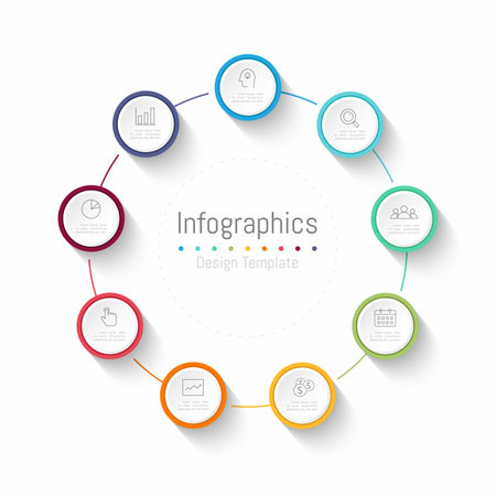 Infographic 9 options design elements for your business data. Vector Illustration.のイラスト素材