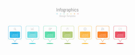 Infographic 7 options design elements for your business data. Vector Illustration.のイラスト素材