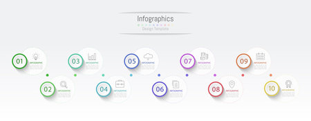Infographic 10 options design elements for your business data. Vector Illustration.のイラスト素材