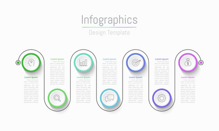 Infographic 7 options design elements for your business data. Vector Illustration.のイラスト素材