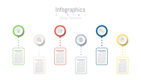 Infographic 6 options design elements for your business data. Vector Illustration.のイラスト素材
