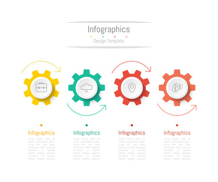 Infographic 4 options design elements for your business data. Vector Illustration.のイラスト素材