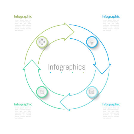 Infographic 4 options design elements for your business data. Vector Illustration.のイラスト素材