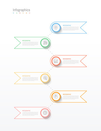 Infographic 6 options design elements for your business data. Vector Illustration.のイラスト素材