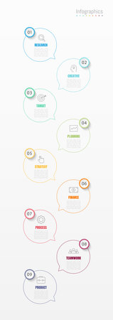 Infographic 9 options design elements for your business data. Vector Illustration.のイラスト素材