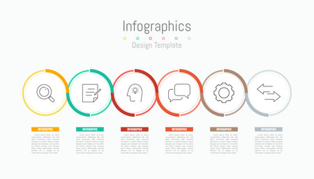 Infographic 6 options design elements for your business data. Vector Illustration.のイラスト素材