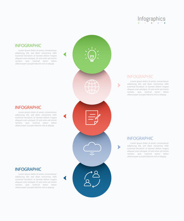Infographic 5 options design elements for your business data. Vector Illustration.のイラスト素材
