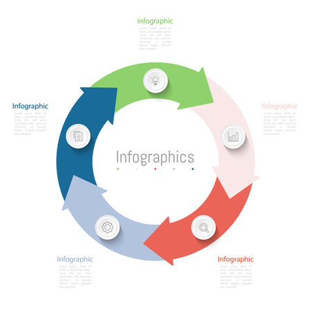 Infographic 5 options design elements for your business data. Vector Illustration.のイラスト素材
